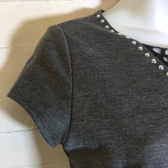 BCX Girl Dress Gray & Black Faux Leather Laser Cut - Picture 8 of 8